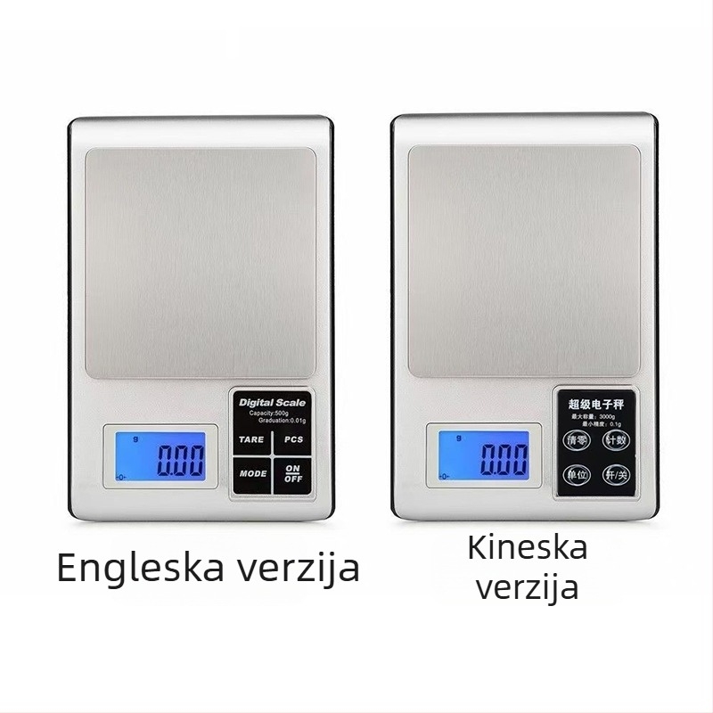 Prijenosna kuhinjska vaga od nehrđajućeg čelika, 3 kg/0.1 g, kompaktna digitalna vaga za hranu i medicinske materijale