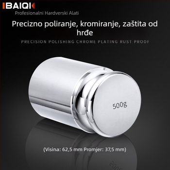 Baiqi M1 Standardni skup kalibracijskih masa, 0,5 kg, blokovi od nehrđajućeg čelika za analitičke vage