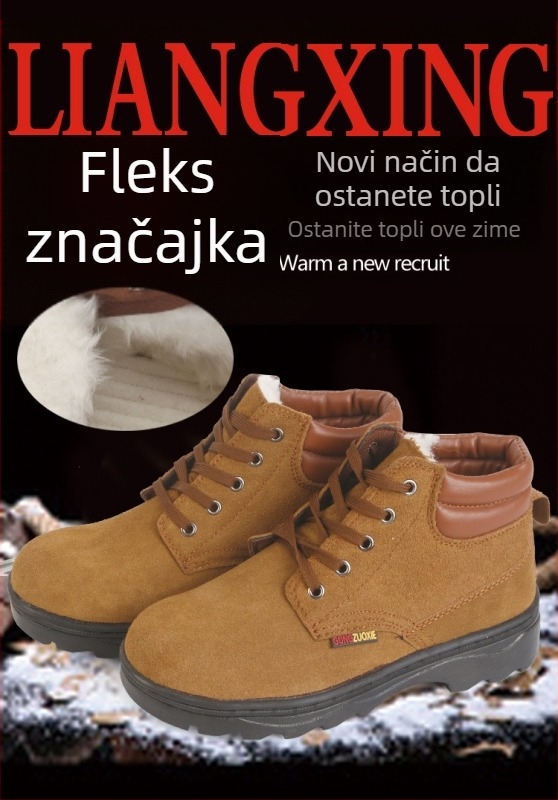 Radne cipele za zaštitu s otpornošću na udarac i proboj, čelična prstiju, teleća koža s flis podstavom, srednja visina, tople