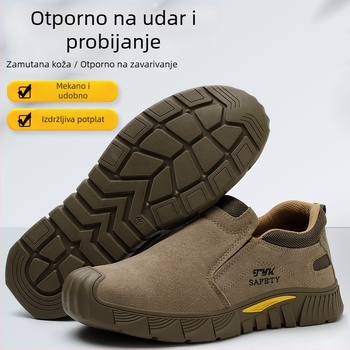 Slip-On sigurnosne cipele za zavarivanje s čeličnom kapom, otporne na udarce i prodiranje, nubuk koža, prozračne