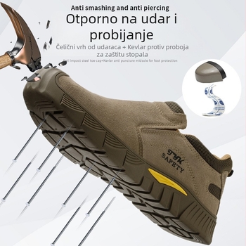 Slip-On sigurnosne cipele za zavarivanje s čeličnom kapom, otporne na udarce i prodiranje, nubuk koža, prozračne