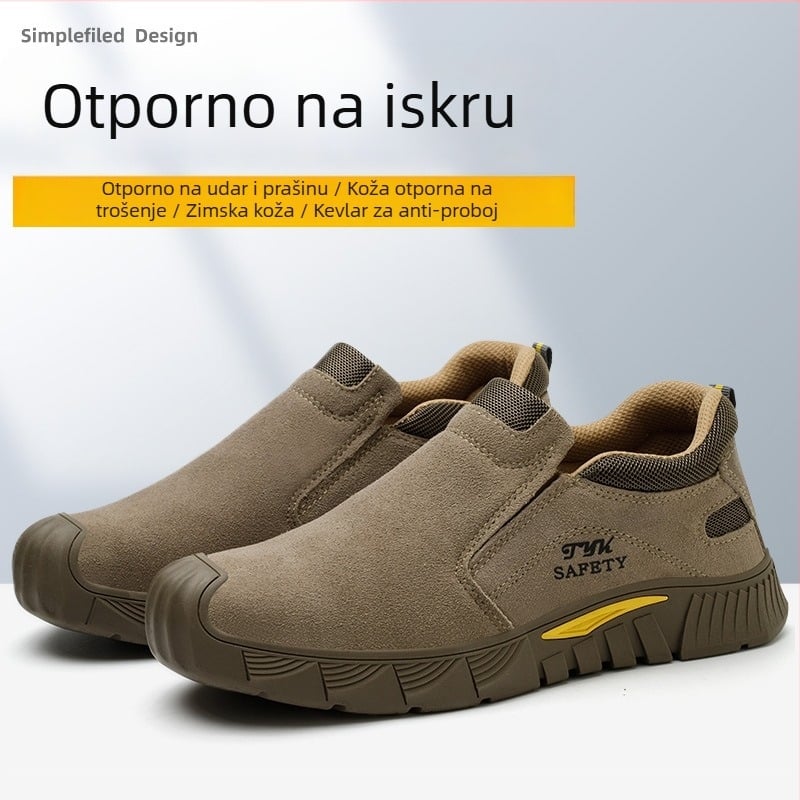 Slip-On sigurnosne cipele za zavarivanje s čeličnom kapom, otporne na udarce i prodiranje, nubuk koža, prozračne