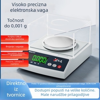 TB001 Elektronička laboratorijska vaga, preciznost 0.001 g, očitanje 0.01 g, kapacitet 10 kg, za laboratorije i zlatni nakit