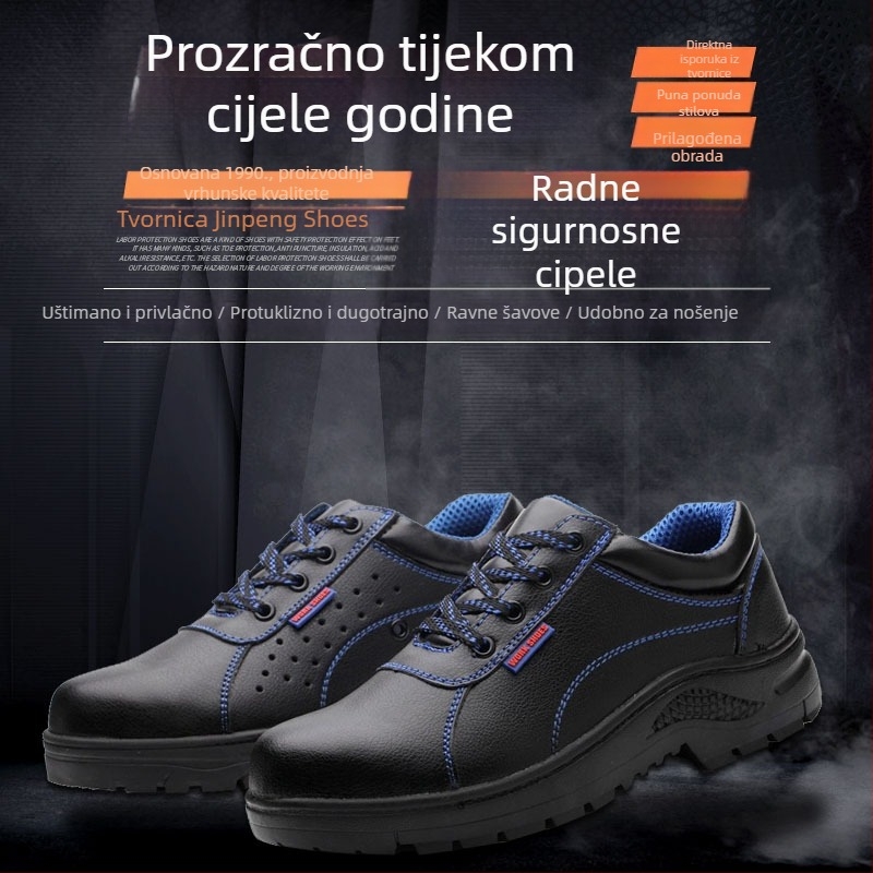 Muške cipele za sigurnost na radu, mikrovlakana koža, čelični vrh, niski gornji dio, otpornost na udarce i proboj