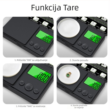 Zelena podsvijetljena karat elektronička vaga, džepna vaga do 1000 g, vaga za nakit 0,01 g, ručna vaga
