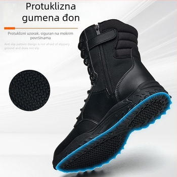 Visoke radne čizme za vanjsku upotrebu s protukliznim, protiv probijanja i protiv udara, mikrovlaknast koža, čelična špička