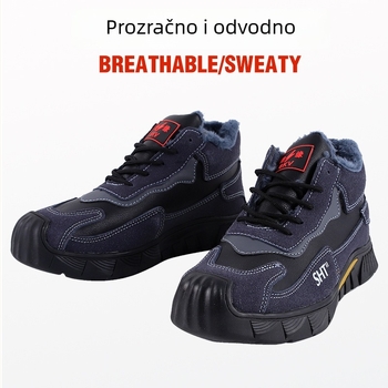 Zimske muške cipele sigurnosti s čeličnim vrhom, otporne na habanje, protiv probijanja, protuklizne, suede, niski model