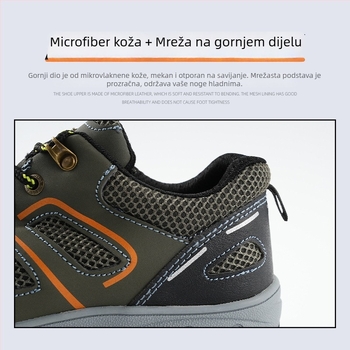 Obuća za zaštitu na radu s čeličnim vrhom, mikrovlaknasta koža + mreža, protiv udara, protiv probijanja
