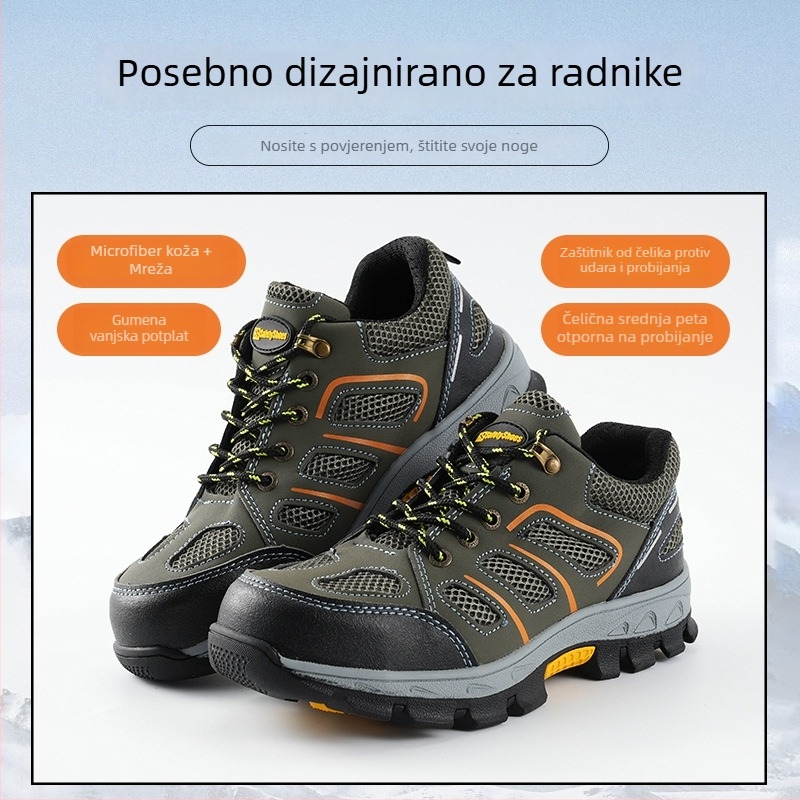Obuća za zaštitu na radu s čeličnim vrhom, mikrovlaknasta koža + mreža, protiv udara, protiv probijanja