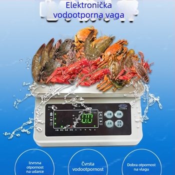 Beiheng Bh801s vodootporna elektronička kuhinjska vaga za svježu robu, 0–30 kg, rezolucija 0.1–5 g, punjiva i mrežno napajanje, dimenzije 185×240×275 mm