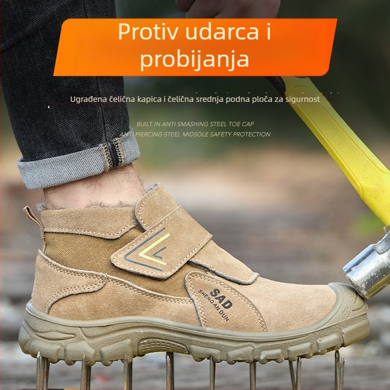 Cipele za sigurnost na gradilištu – zaštita od udara i probijanja, čelični prst, srednja visina, topla podstava, slip-on dizajn