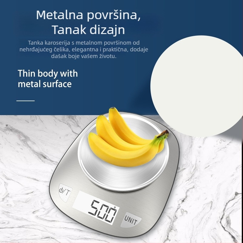 CHANGXIE 228 Digitalna kuhinjska vaga, kompaktna elektronička vaga, raspon mjerenja 1 g–10 kg, dimenzije 17 × 19,9 × 4 cm, napaja se s dvije AAA baterije