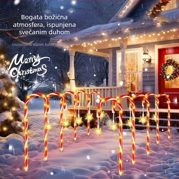 Solarnom lampom za ugradnju u tlo, oblik zvijezda-cukurna štapić, vrt, IP65, plastika, 6–12 sati kontinuiranog osvjetljenja