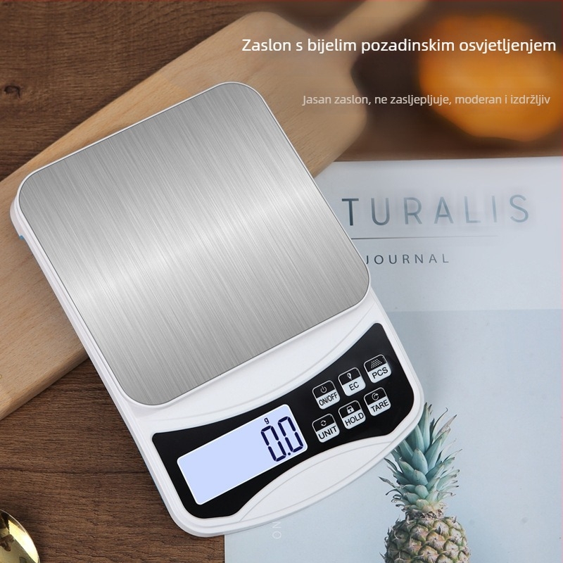 Novi model elektroničke kuhinjske vage s preciznošću 0,1 g, kompaktna stolna vaga, kapacitet 10 kg