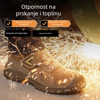 Cipele za zaštitu na gradilištu s čeličnim vrhom i čeličnom pločom, otporne na udarce, probijanje i opekline, gornji dio od suedea i platna, srednji dizajn
