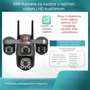 WiFi/4G vanjska dome kamera s noćnim vidom 0.00001 lx, SNR > 44 dB, -20 do 55 °C, 12V DC