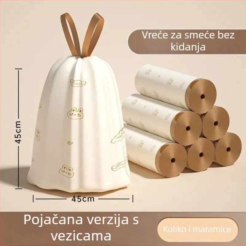 Kese za otpad sa šnurnom, PE, paket od 15, višekratne upotrebe, automatsko zatvaranje