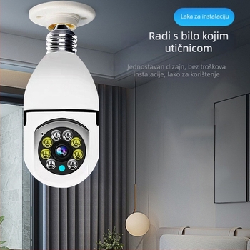 E27 bulb kamera za unutarnju WiFi mrežu, 3.6mm objektiv, podrška microSD do 256GB, 1 kanal, noćno vidno s detekcijom alarma