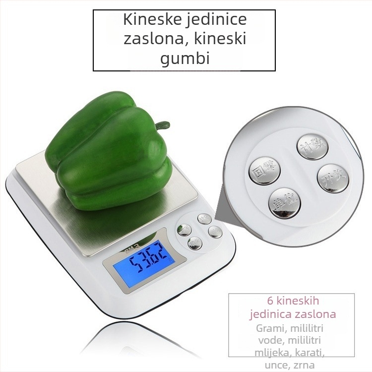 CX-DM3 Mini kuhinjska elektronička vaga, visoka preciznost za čaj i pečenje, mjerenje u gramima