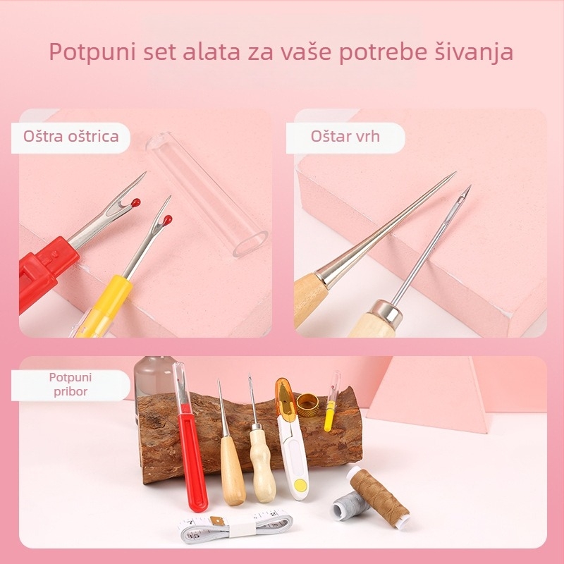 Ručno set alata za šivanje kože: konac za kožu, škare, mjerač, bušilica za kožu
