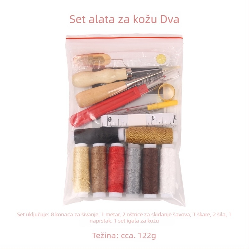 Ručno set alata za šivanje kože: konac za kožu, škare, mjerač, bušilica za kožu