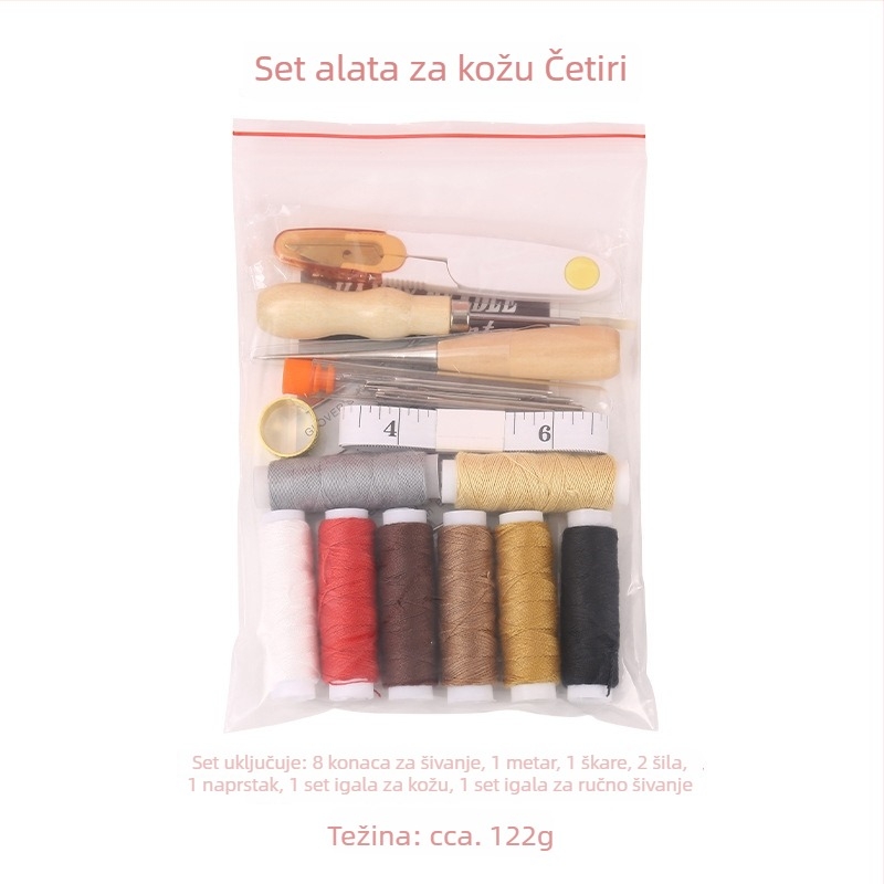 Ručno set alata za šivanje kože: konac za kožu, škare, mjerač, bušilica za kožu