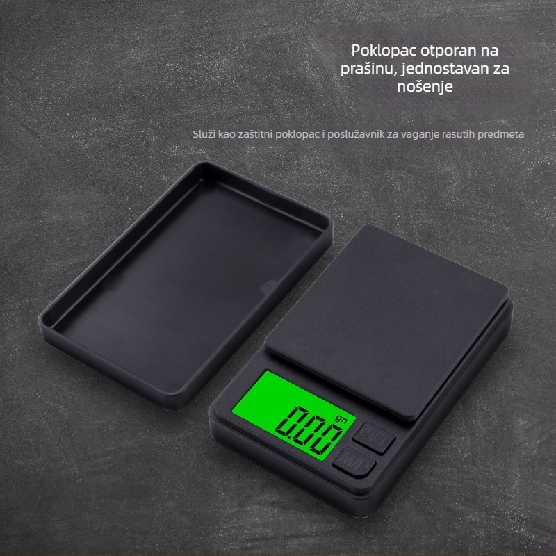 Novi model: džepna vaga sa zelenim podsvjetljenim zaslonom, raspon 0,05–1000 g, za nakit, preciznost 0,01 ct, kompaktna ručna elektronička vaga