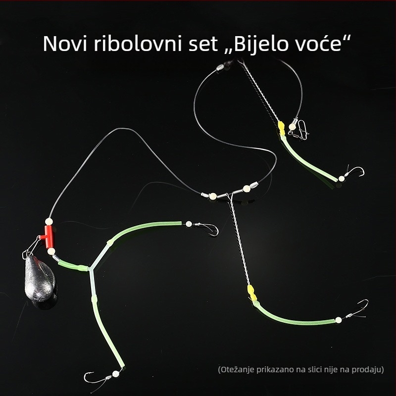 Set dodataka za ribolov: oprema za rigove, vodilicu liniju, alat za uklanjanje udica i olovne težine za morski i brodski ribolov