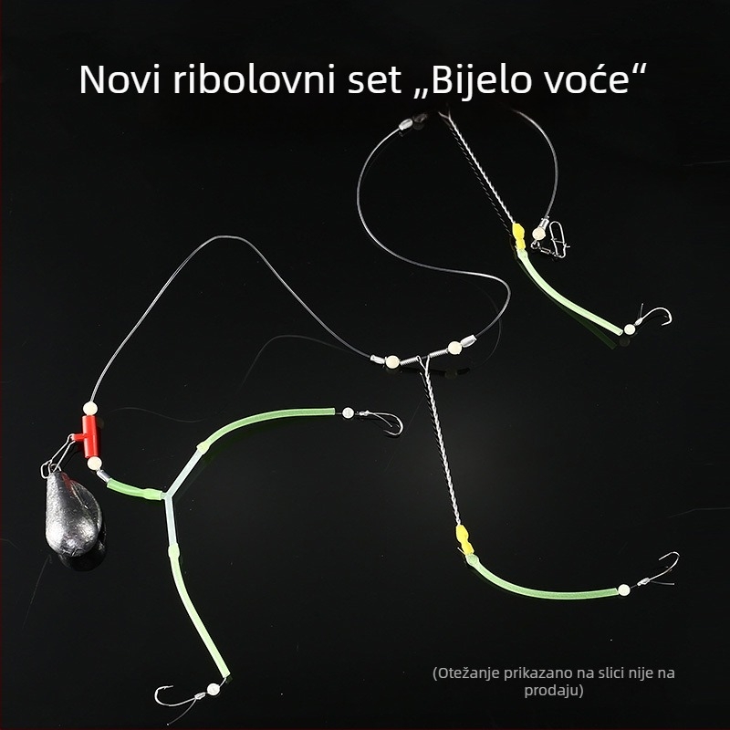 Set dodataka za ribolov: oprema za rigove, vodilicu liniju, alat za uklanjanje udica i olovne težine za morski i brodski ribolov