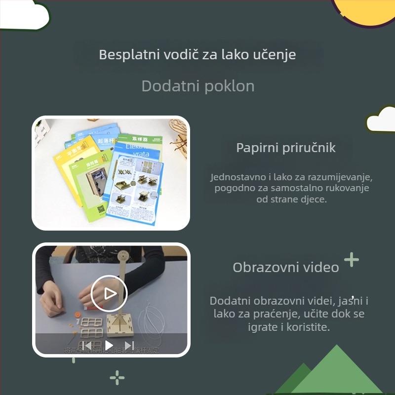 Drveni balansni tanjur s pločom – edukativna fizika igračka, DIY-friendly, pakirano u mrežastoj vrećici, za uzrast 7–14 godina