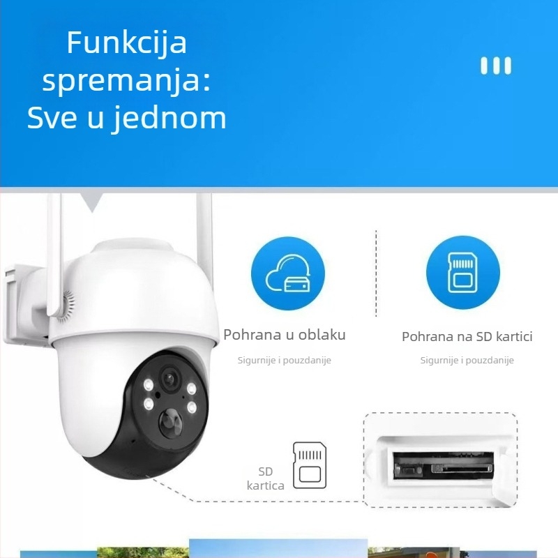 WiFi cloud kamera, solarno napajanje, 4MP, noćni vid, daljni pristup putem mobitela, detekcija pokreta na otvorenom