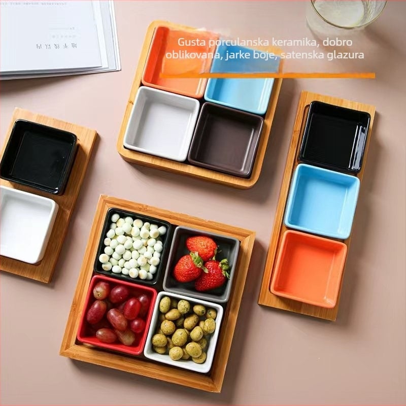 Kvadratna keramička posuda za umake sa logom, mikrovalna sigurnost, mogućnost prilagodbe