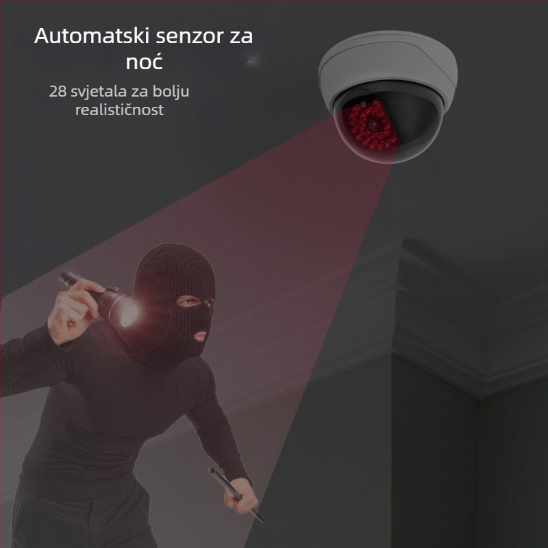 Infračerna simulirana kamera za nadzor s trepćućim svjetlom – unutarnja i vanjska upotreba, ABS plastika, 3V