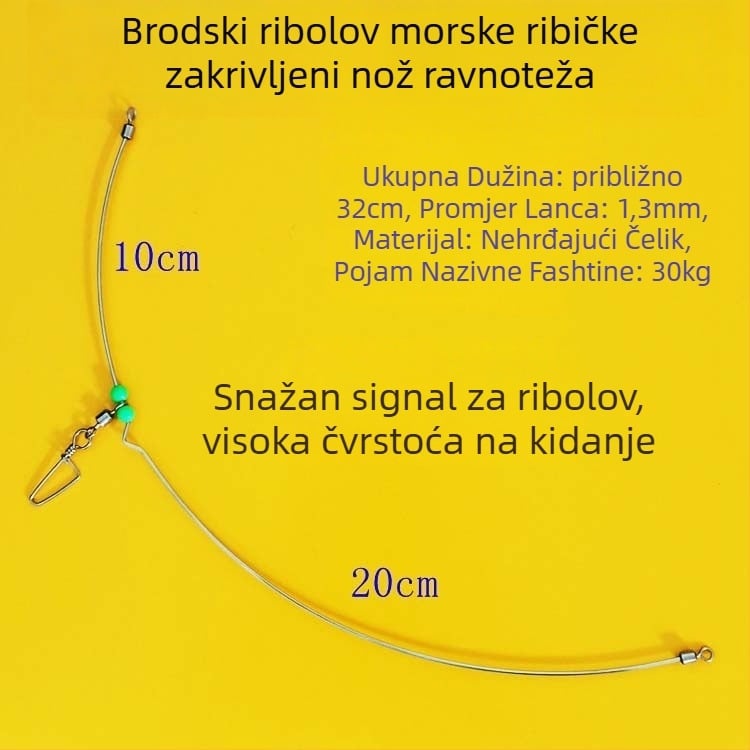Ribolovni rig od nehrđajućeg čelika s fosforescirajućim držačem za ribolov s čamca, uređaj s jednim kukom
