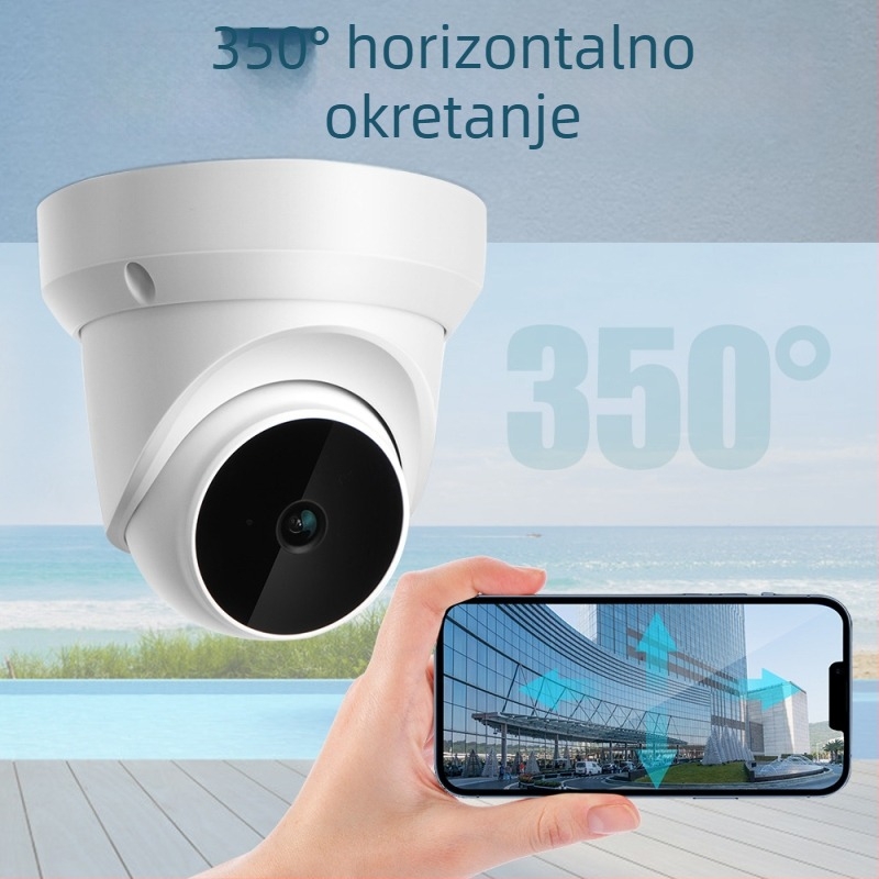 V380pro Bežično hemisferna kamera s rotacijom od 360°, detekcija pokreta i automatsko praćenje, objektiv 3,6 mm, 0,01 lux, IR noćno vidno do 10 m