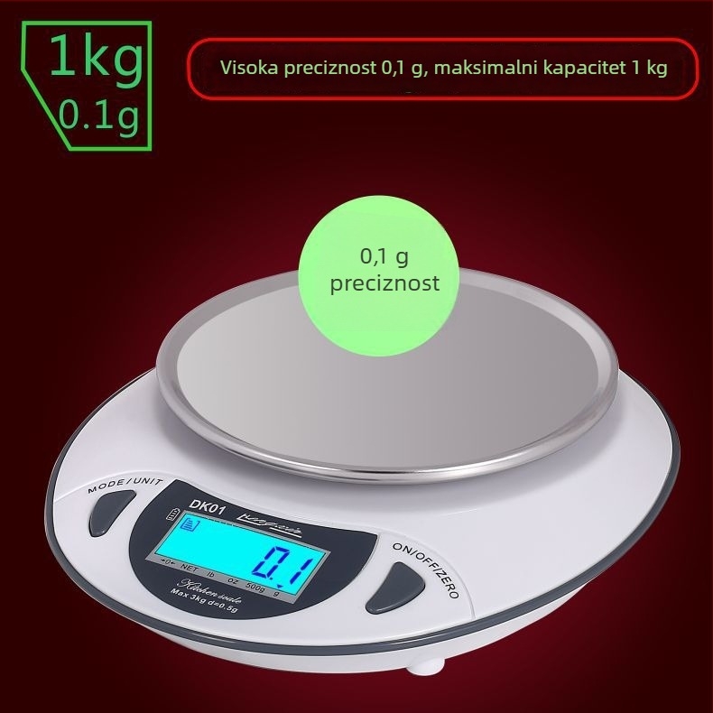 HengXin DK01 kuhinjska elektronička vaga s preciznošću od 0,1 g – digitalna vaga za kuhanje, hranu i nakit