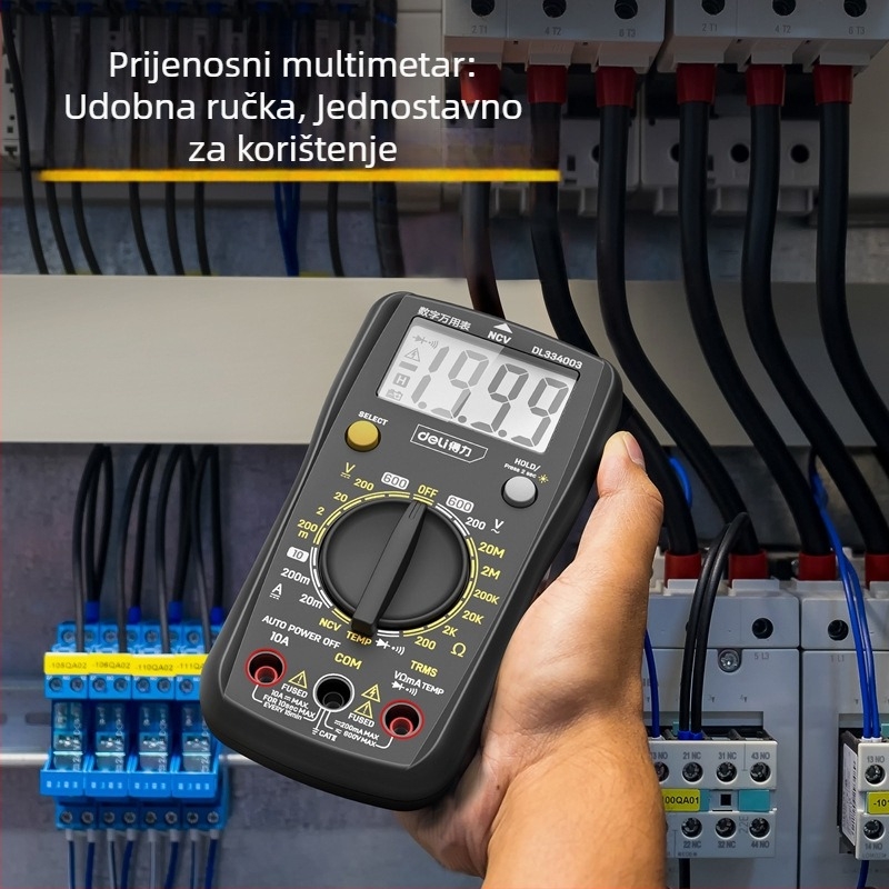 Deli DL334003 digitalni ručni multimetar (kapacitet, frekvencija, temperatura)