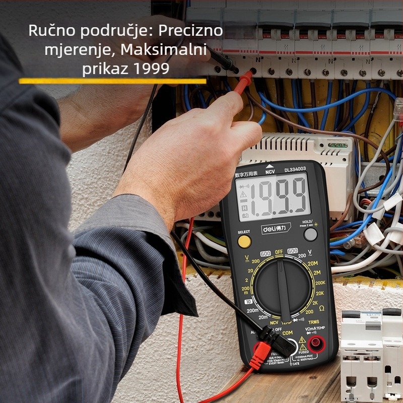 Deli DL334003 digitalni ručni multimetar (kapacitet, frekvencija, temperatura)