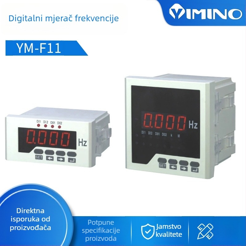 YM-F11 digitalni mjerač frekvencije za jednofazni sustav, raspon mjerenja 5–1000 Hz, točnost 1,5%, napajanje 220V/380V, snaga 200