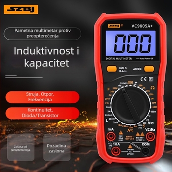 VC9805A digitalni multimetar – visoka preciznost mjerenja induktivnosti, kapaciteta i frekvencije