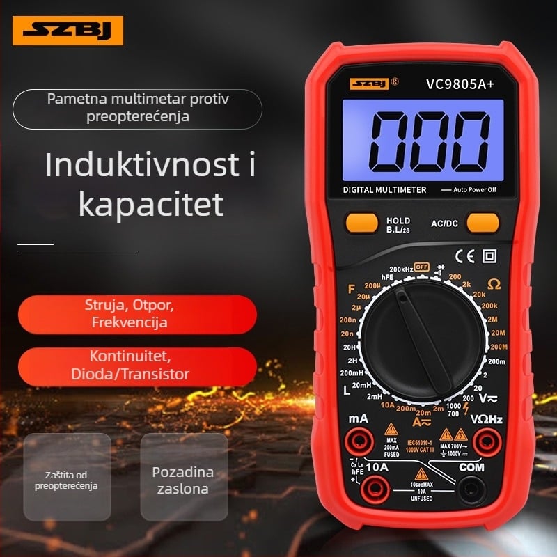 VC9805A digitalni multimetar – visoka preciznost mjerenja induktivnosti, kapaciteta i frekvencije