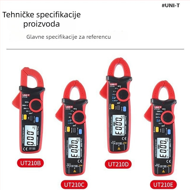 Digitalni kleštni ampermetar UT210D/UT210E – mjeri napon, kapacitetu, frekvenciju, otpor i struju; model 211126542