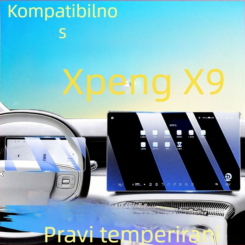 Zaštitno staklo za navigacijski zaslon Xpeng X9, kaljeno staklo, jednostruko oblikovanje, otporan na otiske prstiju