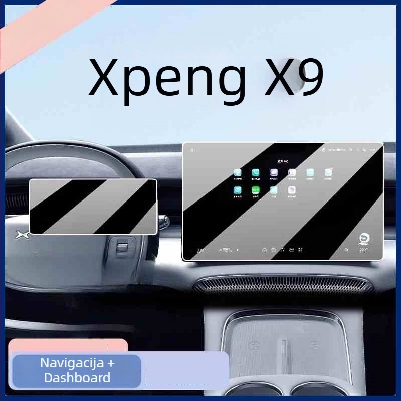 Zaštitno staklo za navigacijski zaslon Xpeng X9, kaljeno staklo, jednostruko oblikovanje, otporan na otiske prstiju