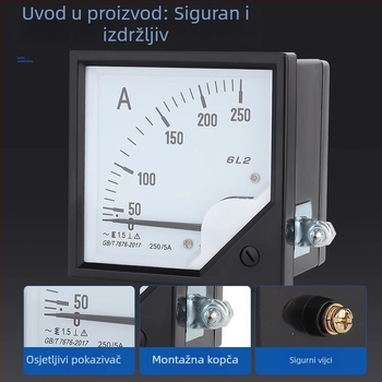 KJIN 6L2-A AC ampermetar s pokazivačem, voltmetar direktno spajanje, raspon struje 100–200 A, mjerač faktorja snage