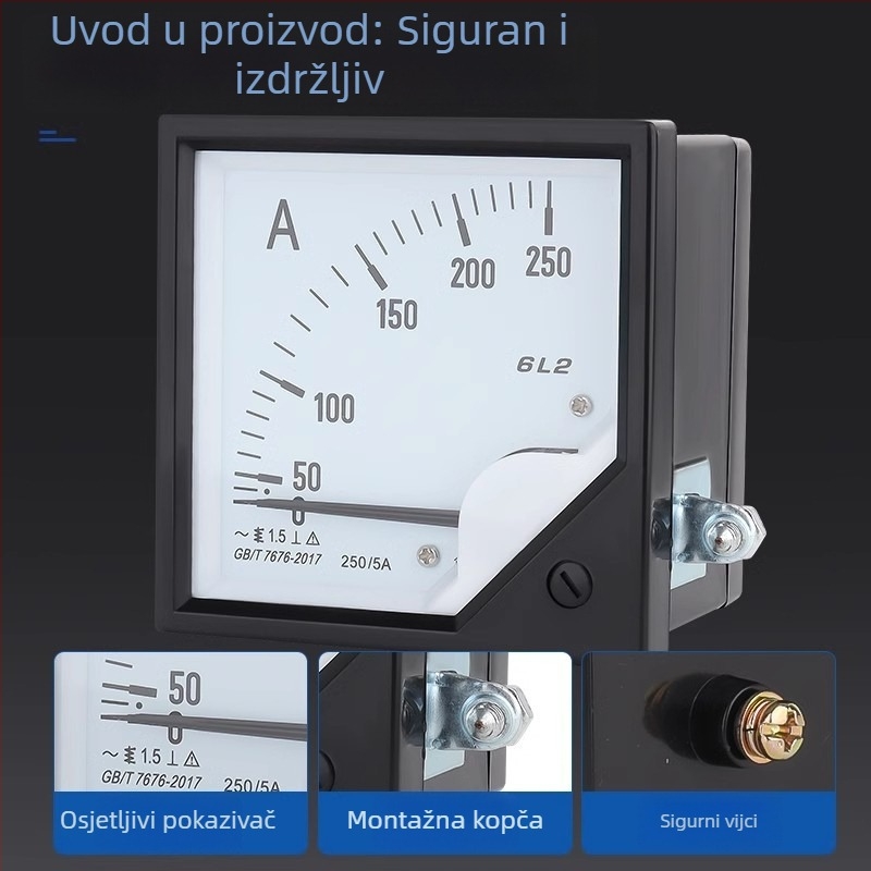 KJIN 6L2-A AC ampermetar s pokazivačem, voltmetar direktno spajanje, raspon struje 100–200 A, mjerač faktorja snage