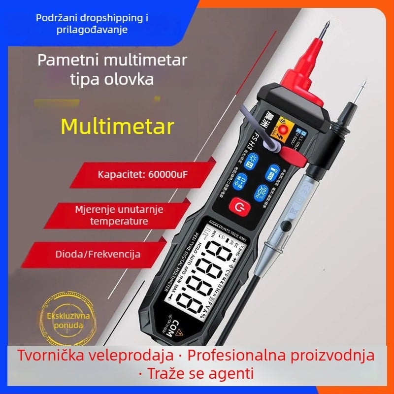 Mini multimetar s bočnim montiranjem, digitalnim zaslonom i dizajnom u stilu olovke