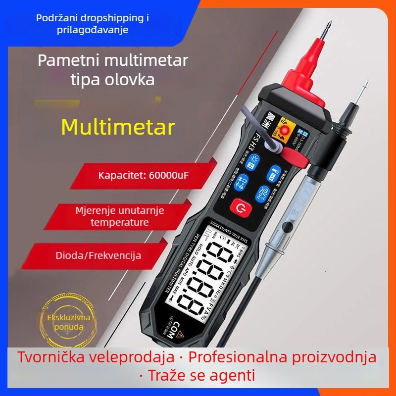 Mini multimetar s bočnim montiranjem, digitalnim zaslonom i dizajnom u stilu olovke