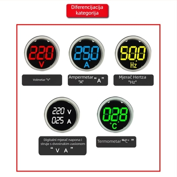 Visoko precizan AC/DC mjerni uređaj napona, struje i frekvencije, s LED indikacijom, dvostruki digitalni prikaz, kompaktan, 24–380 V