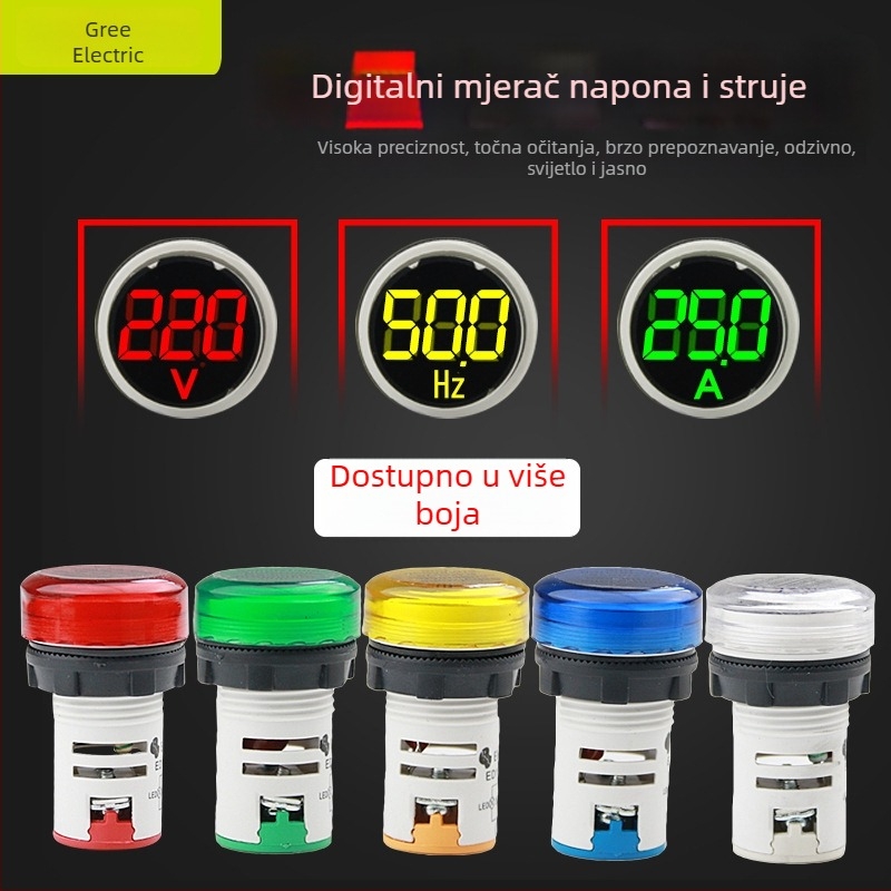 Visoko precizan AC/DC mjerni uređaj napona, struje i frekvencije, s LED indikacijom, dvostruki digitalni prikaz, kompaktan, 24–380 V